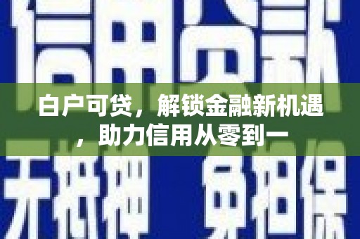青浦白户可贷，解锁金融新机遇，助力信用从零到一