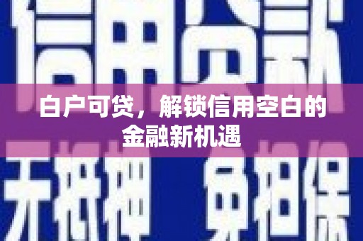 青浦白户可贷，解锁信用空白的金融新机遇