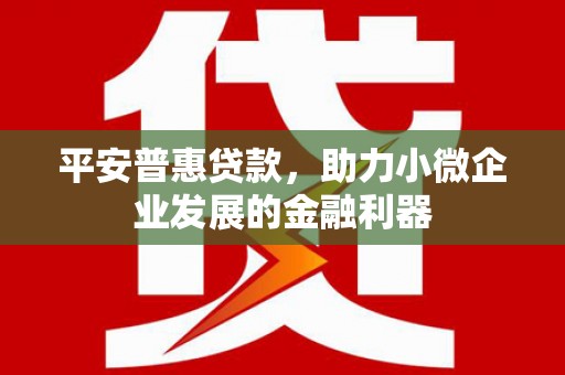 青浦平安普惠贷款，助力小微企业发展的金融利器
