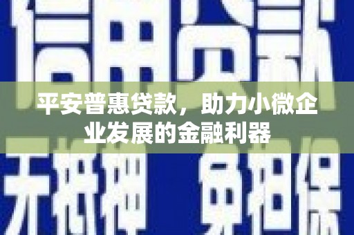 青浦平安普惠贷款，助力小微企业发展的金融利器
