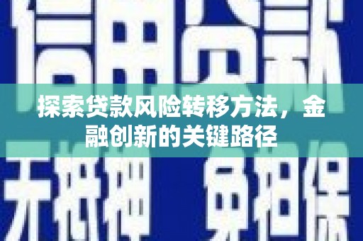青浦探索贷款风险转移方法，金融创新的关键路径